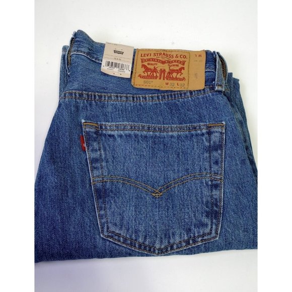 Levi's Other - Levi's 501 Mens Original Fit Jeans 5 Button Fly Straight Leg Dark Blue 32x32